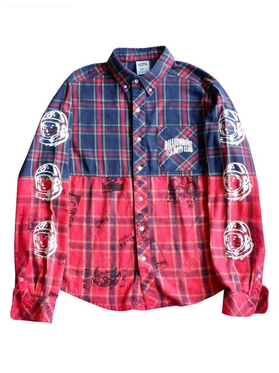 Billionaire Boys Club Other - Billionaire Boys Club Twin Plaid Red/Navy Button - Mens Large Size